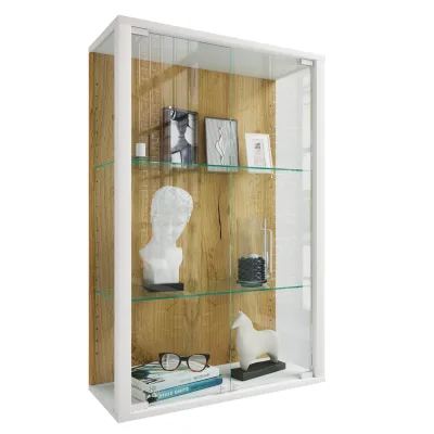 VCM Glasvitrine hängend   Vitrine Glas mit ESG-Sicherheitsglas   Maße: H. 80 x B. 60 x T. 25 cm   Hängevitrine Glas   Modern und platzsparend   Glas Vitrinenschrank - Udina