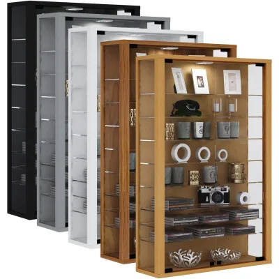 VCM Glasvitrine hängend   Vitrine Glas mit ESG-Sicherheitsglas   Maße: H. 91 x B. 59 x T. 18 cm   Hängevitrine Glas   Modern und platzsparend   Glas Vitrinenschrank - Vitrosa Mini