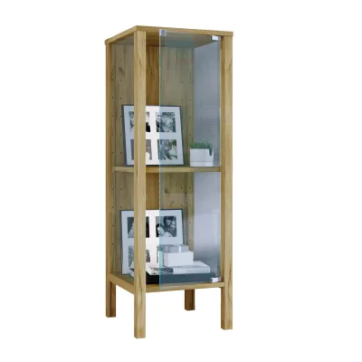 VCM Glasvitrine stehend Jensol S – Vitrinenschrank mit ESG-Sicherheitsglas, moderne Standvitrine, Glasfront & Seitenteile, platzsparende Vitrine, ca. 98 x 33 x 35 cm