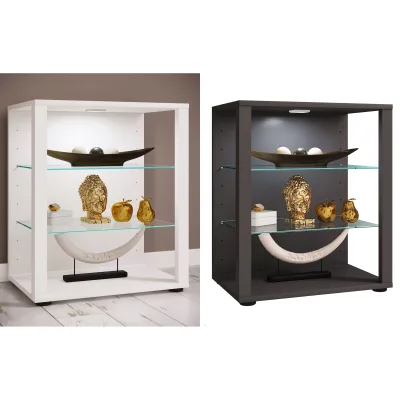 VCM Glasvitrine stehend   Vitrine Glas mit ESG-Sicherheitsglas   Maße ca. H. 60 x B. 52 x T. 35 cm   Standvitrine Glas   Modern und platzsparend   Glas Vitrinenschrank – Glasol