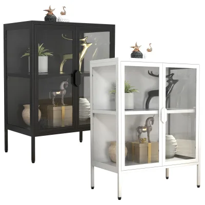 VCM Glasvitrine stehend   Vitrine Glas mit ESG-Sicherheitsglas   Maße ca. H. 80 x B. 60 x T. 35 cm   Standvitrine Glas   Modern und platzsparend   Glas Vitrinenschrank – Floka