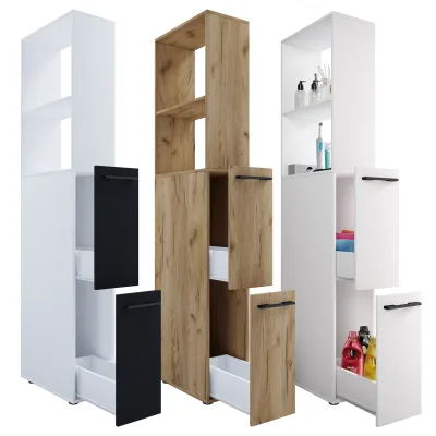 VCM Holz Badezimmerschrank   Badmöbel   Nischenschrank   Raumteiler mit zwei Schubladen   Hochschrank   Maße ca. H. 183 x B. 25 x T. 50 cm - Sadilo