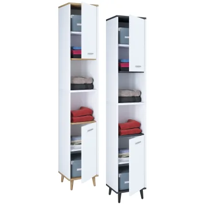 VCM Holz Badezimmerschrank   Badmöbel   Stand Badschrank   Badezimmer   Hochschrank   Maße ca. H. 181 x B. 32 x T. 28 cm - Landos