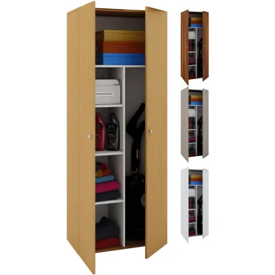 VCM Holz-Besenschrank   6 Fächer   Maße ca. B. 70 x H. 178 x T. 40 cm   Haushaltsschrank   Mehrzweckschrank - Vandol