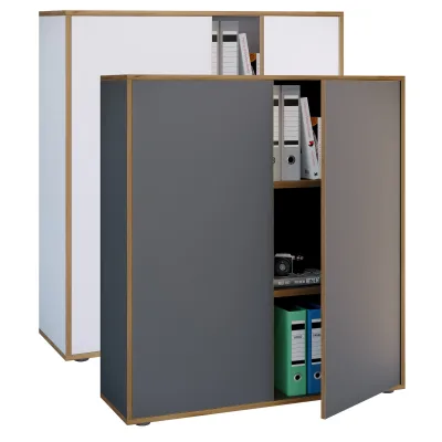 VCM Holz Büroschrank Ordner Aktenschrank Büromöbel Schrank Salia 3-fach Breite 100 cm Drehtüren