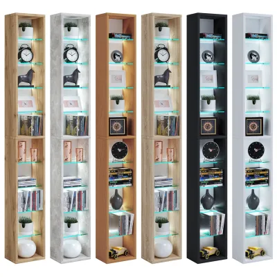 VCM Holz CD DVD Regal   Bücherregal   Aufbewahrung   Maße H. 155 x B. 21 x T. 14 cm   Standregal - Rasato