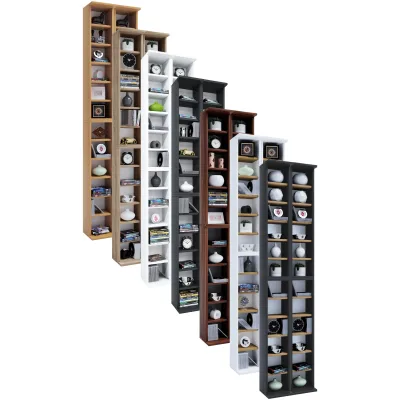 VCM Holz CD DVD Stand Regal   CD Regal mit Platz für 408 CDs oder 144 DVDs oder 80-Videos   Maße: H. 183 x B. 42 x T. 20 cm   Elegantes CD/DVD Regal   Blu ray Regal – Almera