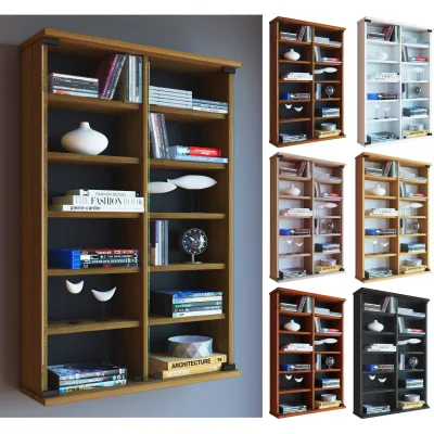 VCM Holz CD DVD Wandregal/Wandvitrine   Vitrine mit 2 ESG-Sicherheitsglastüren.   Maße: H. 92 x B. 60 x T. 18 cm   10 variable Einlegeböden - Zuntisa