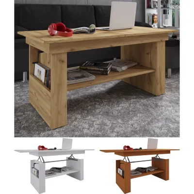 VCM Holz Couchtisch schlicht   Maße ca. H. 52 x B. 115 x T. 58 cm   Wohnzimmertisch - Kobila höhenverstellbar ausziehbar