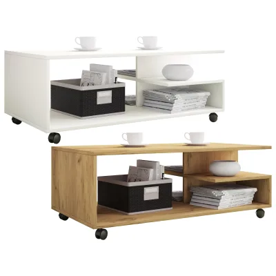 VCM Holz Couchtisch   Sofatisch mit praktischen Rollen   Wohnzimmertisch rollbar   H. 40 x B. 100 x T. 50 cm   Kaffeetisch Stango