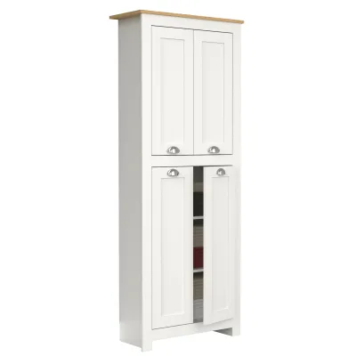 VCM Holz Flurschrank   5 Fächer   Badezimmerschrank   Maße: H. 184 x B. 72 x T. 32 cm   4 Drehtüren   elegante Muschelgriffe - Balusa