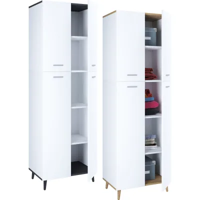 VCM Holz Kleiderschrank   5 Fächer   Maße: H. 240 x B. 70 x T. 39 cm   4 Drehtüren   Mehrzweckschrank   - Landos
