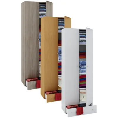 VCM Holz Kleiderschrank   5 Fächer mit Schublade   2 Drehtüren   Maße ca. B. 70 x  H. 196 x T. 40 cm – Vandol