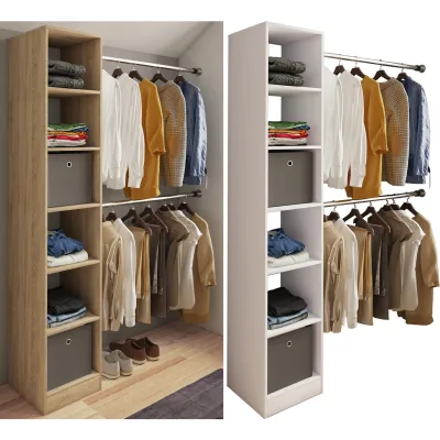 VCM Holz Kleiderschrank    offener Schrank   begehbarer Kleiderregal   Raumwunder mit 2 Kleiderstangen   Maße ca. B. 38 x H. 194 x T. 40 cm- Dacho lll