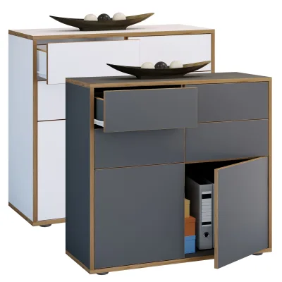 VCM Holz Kommode   Sideboard mit Drehtüren und Schubladen   Büromöbel   Maße ca H. 74 x B. 100 x T. 32cm - Salia