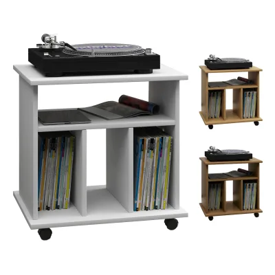 VCM Holz Media-Regal   Regal mit Rollen   Maße: H. 59 x B. 60 x T. 45 cm - Retal
