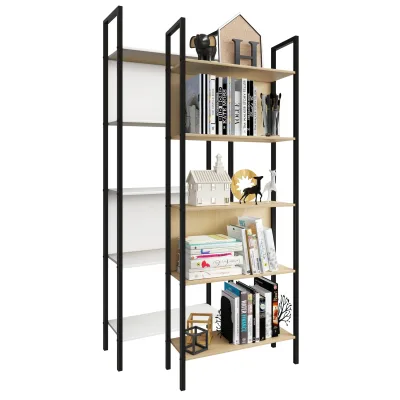 VCM Holz Metall Aufbewahrung Stand Regal Bücherregal Deko Bücher Standregal Flakos 5