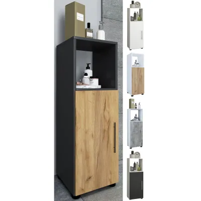 VCM Holz Midischrank   Badschrank mit offenem Fach und einer Drehtür   Maße H. 93 x B. 31 x T. 30 cm   Midischrank - Flandu