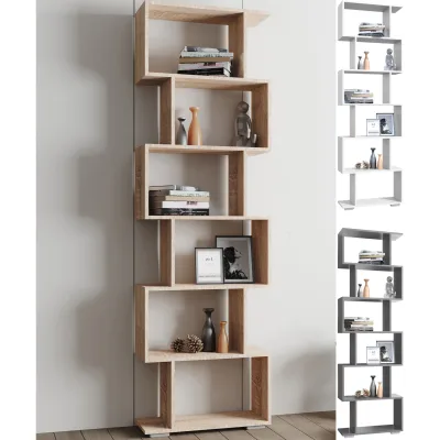 VCM Holz Raumteiler Stand Regal Bücherregal Deko Bücher 6 Fächer Standregal Palusa