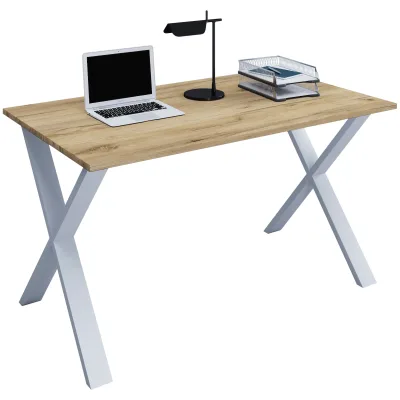VCM Holz Schreibtisch   H. 76 x B. 110 x T. 50 cm   Computertisch schlicht   Füße aus hochwertigem Metall   Arbeitstisch   Büromöbel - Lona U