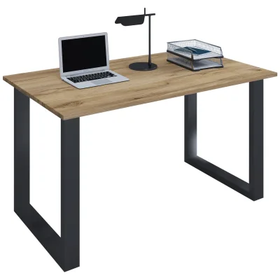 VCM Holz Schreibtisch   H. 76 x B. 140 x T. 50 cm   Computertisch schlicht   Füße aus hochwertigem Metall   Arbeitstisch   Büromöbel - Lona U