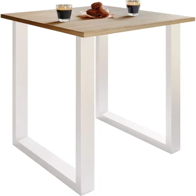 VCM Holz Schreibtisch   H. 76 x B. 80 x T. 80 cm   Computertisch schlicht   Füße aus hochwertigem Metall   Arbeitstisch   Büromöbel - Lona U