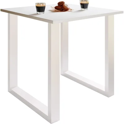 VCM Holz Schreibtisch   H. 76 x B. 80 x T. 80 cm   Computertisch schlicht   Füße aus hochwertigem Metall   Arbeitstisch   Büromöbel - Lona U