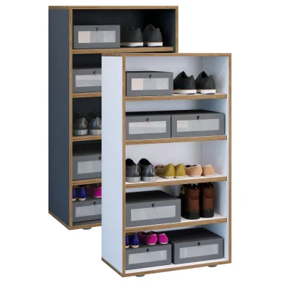 VCM Holz Schuhregal   Maße ca. H. 110 x B. 60 x T. 33 cm   Schuhkommode mit 5 Fächer   Schuhschrank -  Salia 5fach B. 60 cm