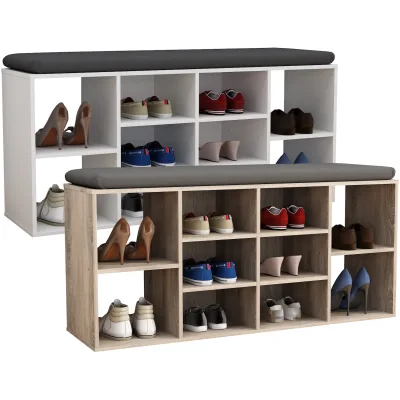 VCM Holz Schuhregal   Maße ca. H. 50 x B. 104 x T. 30 cm   Schuhkommode mit 10 Fächer   Schuhschrank - Hinsol