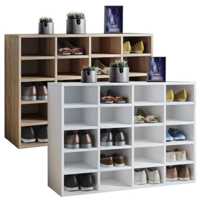 VCM Holz Schuhregal   Maße ca. H. 67 x B. 92 x T. 33 cm   Schuhkommode mit 20 Fächern   Schuhschrank - Hinsol