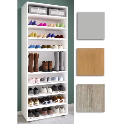 VCM Holz-Schuhregal   Maße: H. 183 x B. 70 x T. 37 cm  Allzweckschrank   9 Fächer   ohne Türen   – Lona