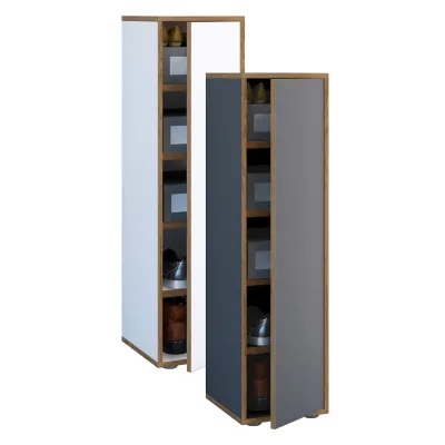 VCM Holz-Schuhschrank   Maße: B. 30 x H. 110 x T. 33 cm   Allzweckschrank   5 Fächer   1 Drehtür - Salia Breite 30 cm