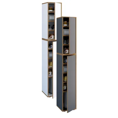 VCM Holz-Schuhschrank   Maße: B. 30 x H. 183 x T. 33 cm   Allzweckschrank   9 Fächer   2 Drehtüren - Salia Breite 30 cm