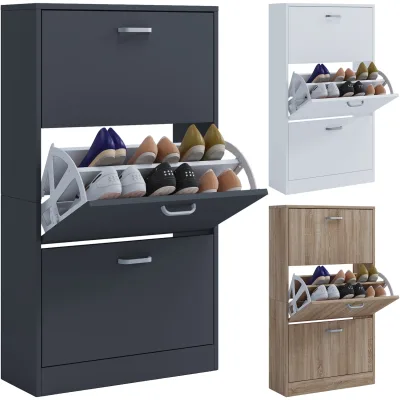 VCM Holz Schuhschrank   Maße: H. 105 x B. 59 x T. 22 cm   3 Klappen - Sipos