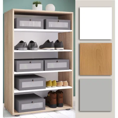 VCM Holz-Schuhschrank   Maße: H. 110 x B. 70 x T. 37 cm   Allzweckschrank   5 Fächer   ohne Türen– Lona