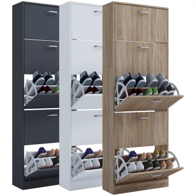 VCM Holz Schuhschrank   Maße: H. 170 x B. 59 x T. 22 cm   5 Klappen - Sipos