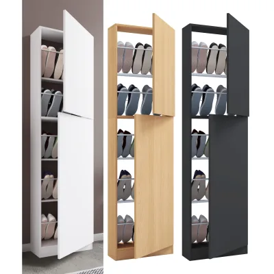 VCM Holz Schuhschrank   Maße: H. 180 x B. 50 x T. 17 cm   2 Drehtüren - Fulisa