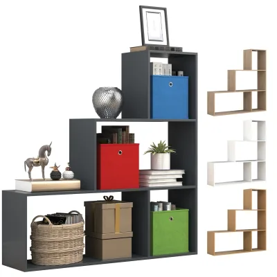 VCM Holz Stand Treppenregal Stufenregal Standregal Raumteiler Bücherregal Dubila