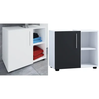 VCM Holz Waschbeckenunterschrank   Badschrank   Maße: H. 51 x B. 60 x T. 30 cm   1 Drehtür   2 offene Regalfächer   modernes Badezimmermöbel - Flandu lll