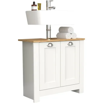 VCM Holz Waschbeckenunterschrank   Badschrank   Maße: H. 58 x B. 65 x T. 30 cm   2 Drehtüren - Balusa