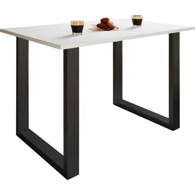 VCM Holzesstisch   H. 76 x B. 110 x T. 50 cm   hochwertiges und massives Fußgestell   Füße aus Eisen   Küchentisch - Xona U