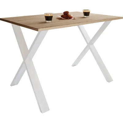 VCM Holzesstisch   H. 76 x B. 110 x T. 50 cm   hochwertiges und massives Fußgestell   Füße aus Eisen   Küchentisch - Xona U