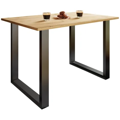 VCM Holzesstisch   H. 76 x B. 110 x T. 50 cm   hochwertiges und massives Fußgestell   Füße aus Eisen   Küchentisch - Xona U