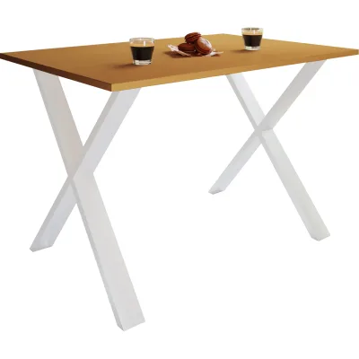 VCM Holzesstisch   H. 76 x B. 140 x T. 50 cm   hochwertiges und massives Fußgestell   Füße aus Eisen   Küchentisch - Xona U