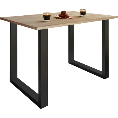 VCM Holzesstisch   H. 76 x B. 140 x T. 50 cm   hochwertiges und massives Fußgestell   Füße aus Eisen   Küchentisch - Xona U