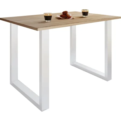 VCM Holzesstisch   H. 76 x B. 140 x T. 80 cm   hochwertiges und massives Fußgestell   Füße aus Eisen   Küchentisch - Xona U