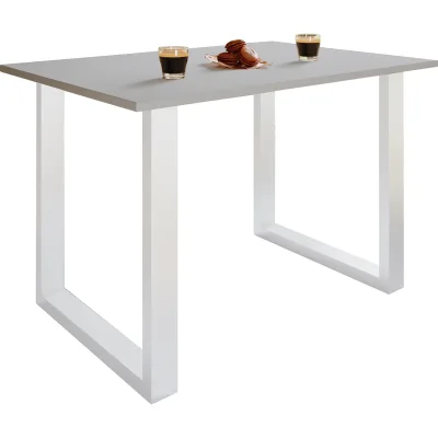 VCM Holzesstisch   H. 76 x B. 140 x T. 80 cm   hochwertiges und massives Fußgestell   Füße aus Eisen   Küchentisch - Xona U