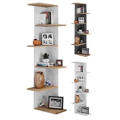 VCM Holzregal hängend   platzsparendes Regal   Maße: H. 140 x B. 37 x T. 37 cm   Elegantes Regal hängend   Aufbewahrungsregal   Bücherregal   Wandregal - Balos