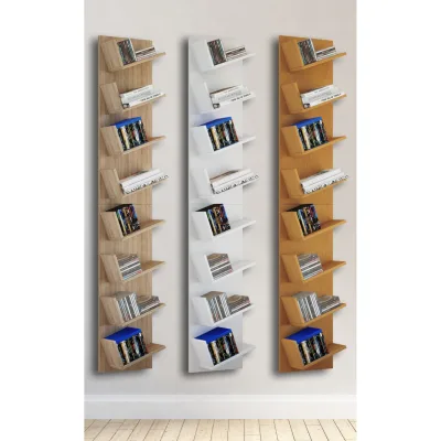 VCM Holzregal hängend   platzsparendes Regal   Maße: H. 180 x B. 33 x T. 16 cm   Elegantes Regal hängend   Aufbewahrungsregal   Bücherregal   Wandboard - Lansi Maxi