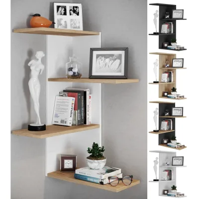 VCM Holzregal hängend   platzsparendes Regal   Maße:  H. 77 x B. 45 x T. 45 cm   Elegantes Regal hängend   Aufbewahrungsregal   Bücherregal   Wandboard - Regal Balos